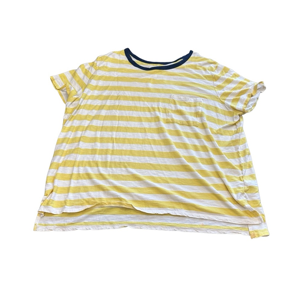 Old Navy Yellow and White Striped Short Sleeve Tee